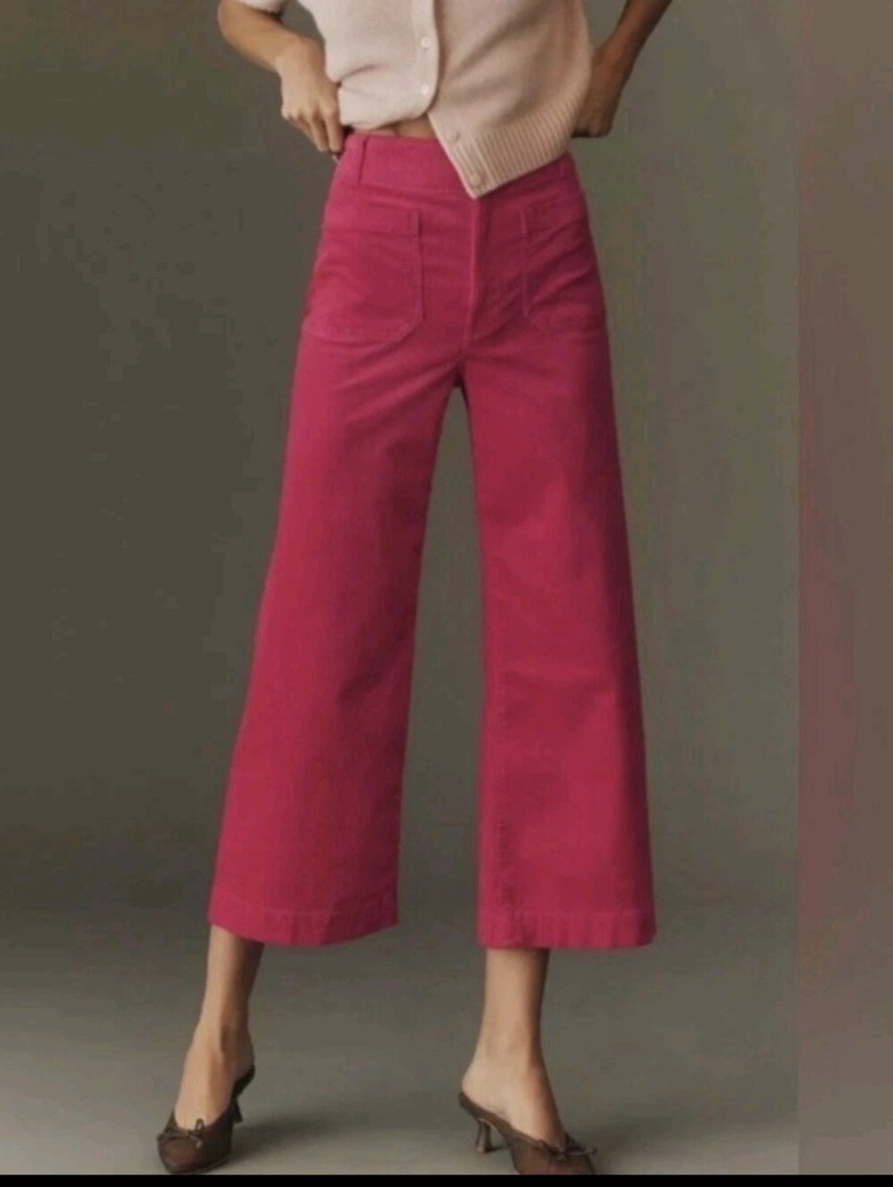 Maeve by Anthropologie The Colette Red Corduroy Cropped Wide-Leg Pants 31 NWOT